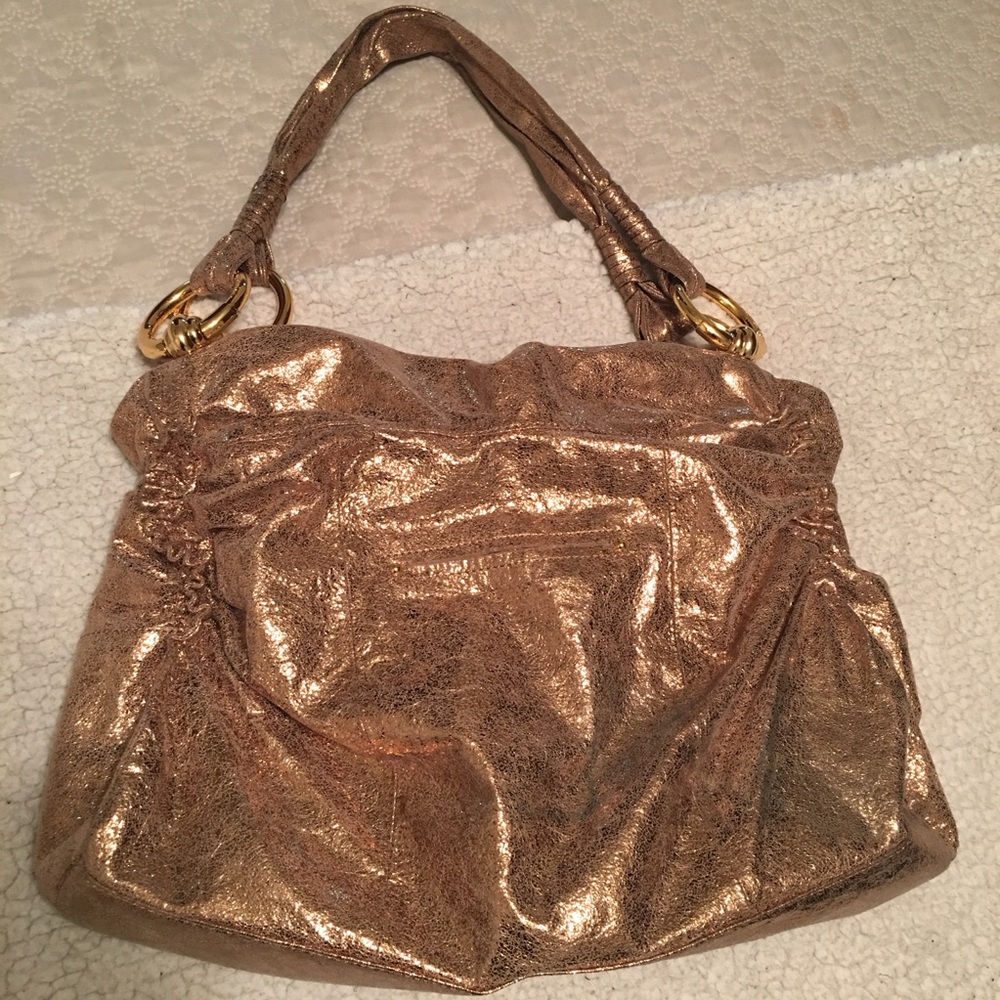B Makoski Gold Metallic Handbag